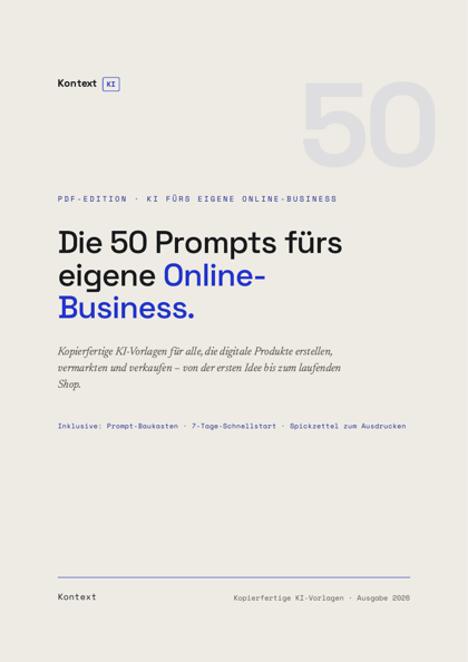 Titelseite: Die 50 Prompts fürs eigene Online-Business