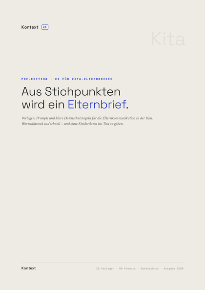 Titelseite: KI für Kita-Elternbriefe