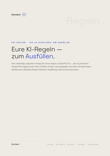 Titelseite: Die KI-Richtlinie zum Ausfüllen
