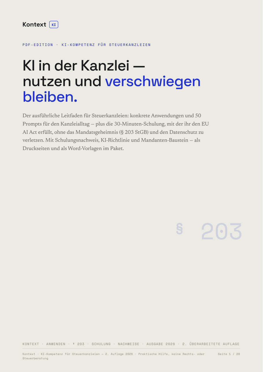 Titelseite: KI-Kompetenz für Steuerkanzleien